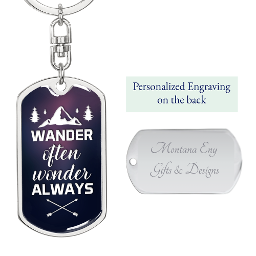 Dog Tag with Swivel Keychain (Steel) / No