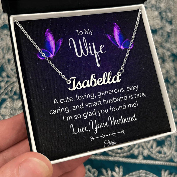 Montana-Inspired Wife Necklace with Custom Name & Loving Message Card