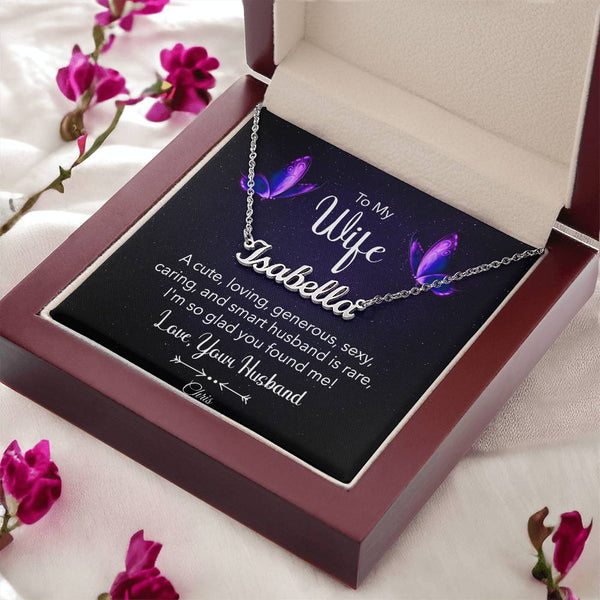Montana-Inspired Wife Necklace with Custom Name & Loving Message Card