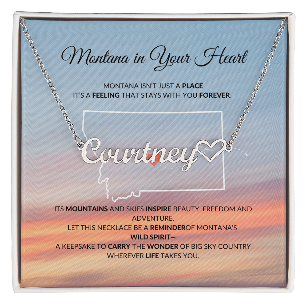 Montana heart name necklace