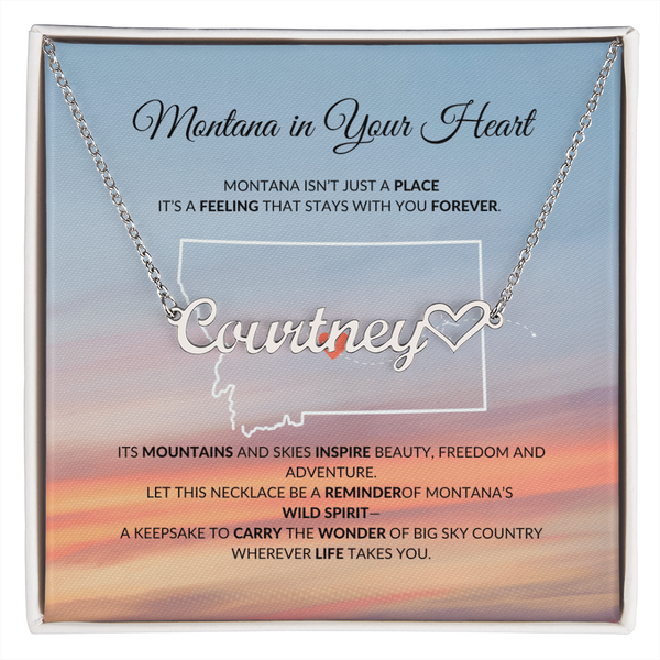 Montana heart name necklace