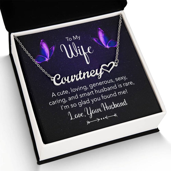 Montana Heart-Inspired Wife Necklace with Custom Name & Loving Message Card