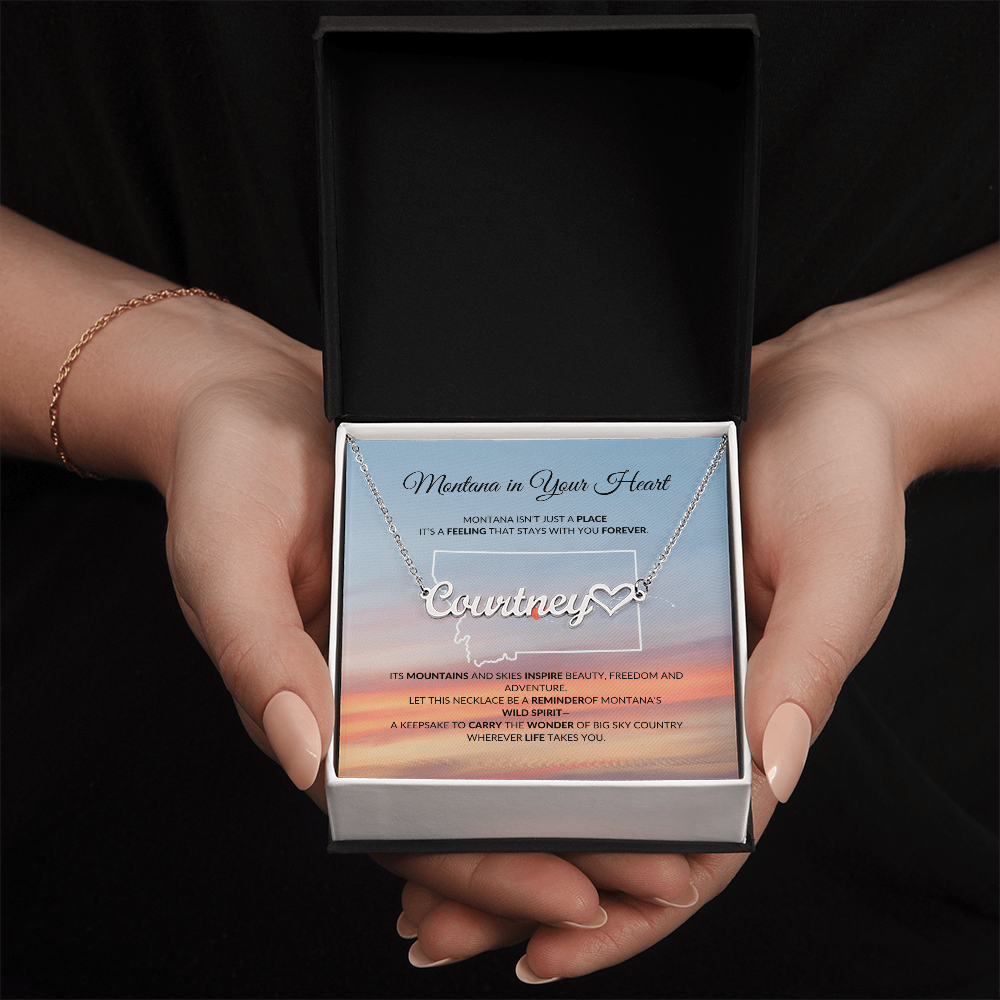 Montana heart name necklace