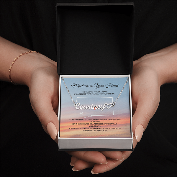 Montana heart name necklace