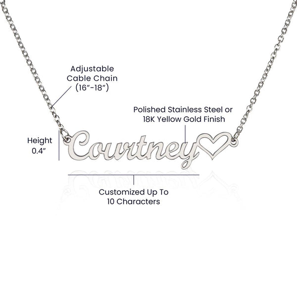 Montana Heart-Inspired Wife Necklace with Custom Name & Loving Message Card