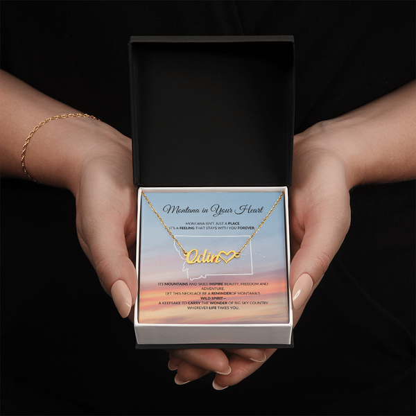 Montana heart name necklace