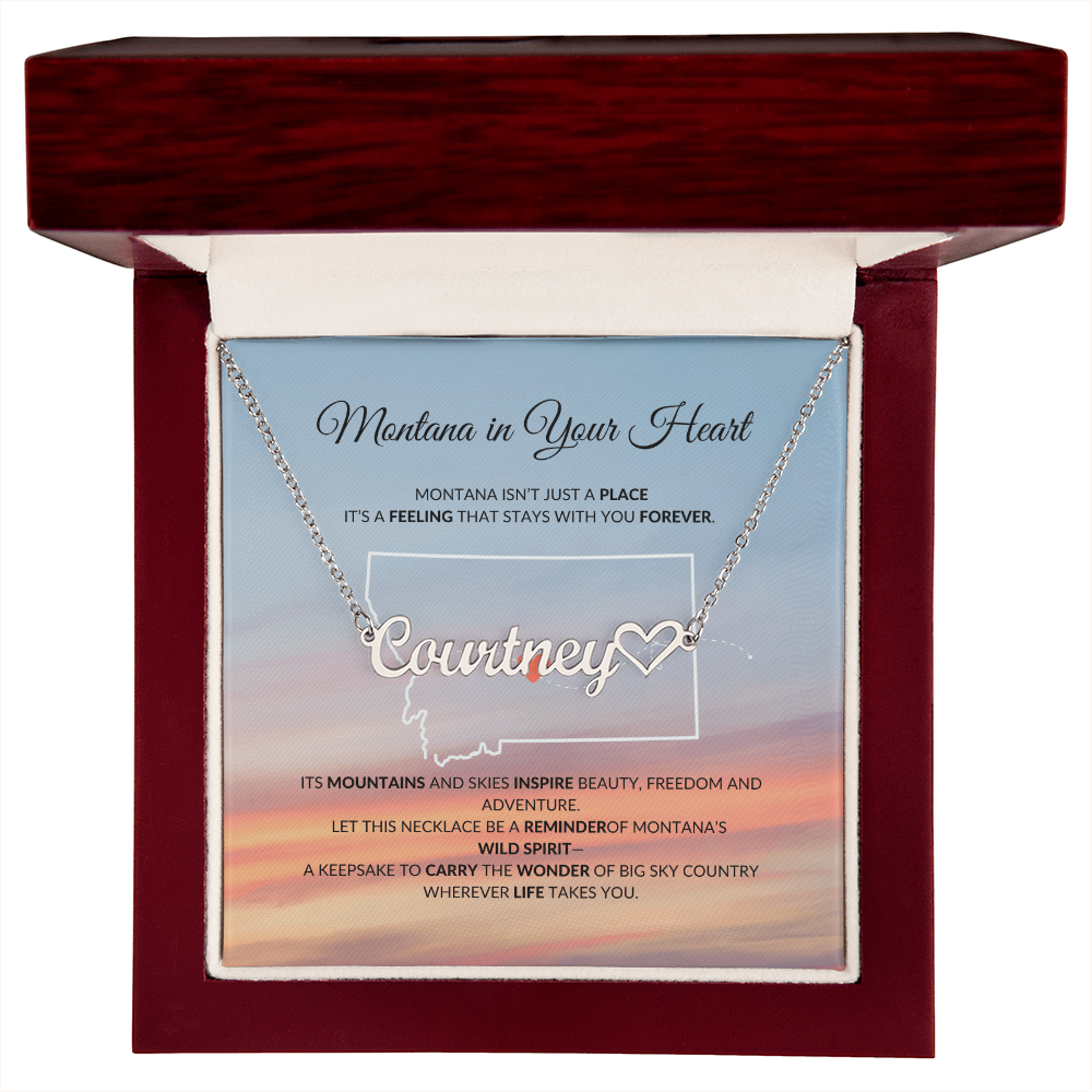 Montana heart name necklace