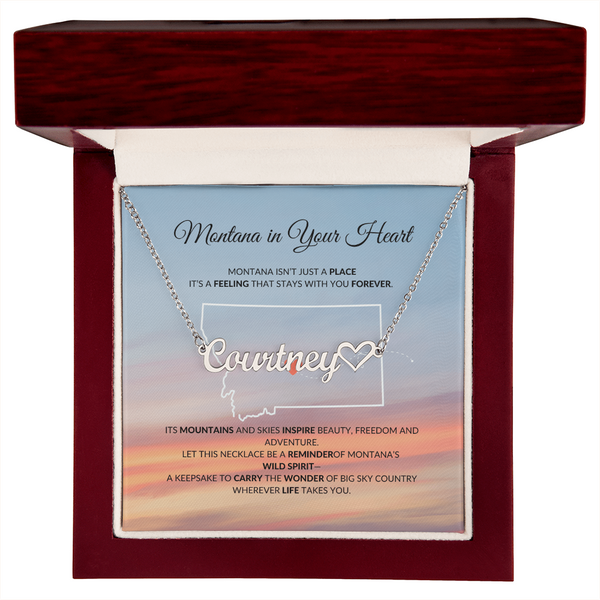 Montana heart name necklace