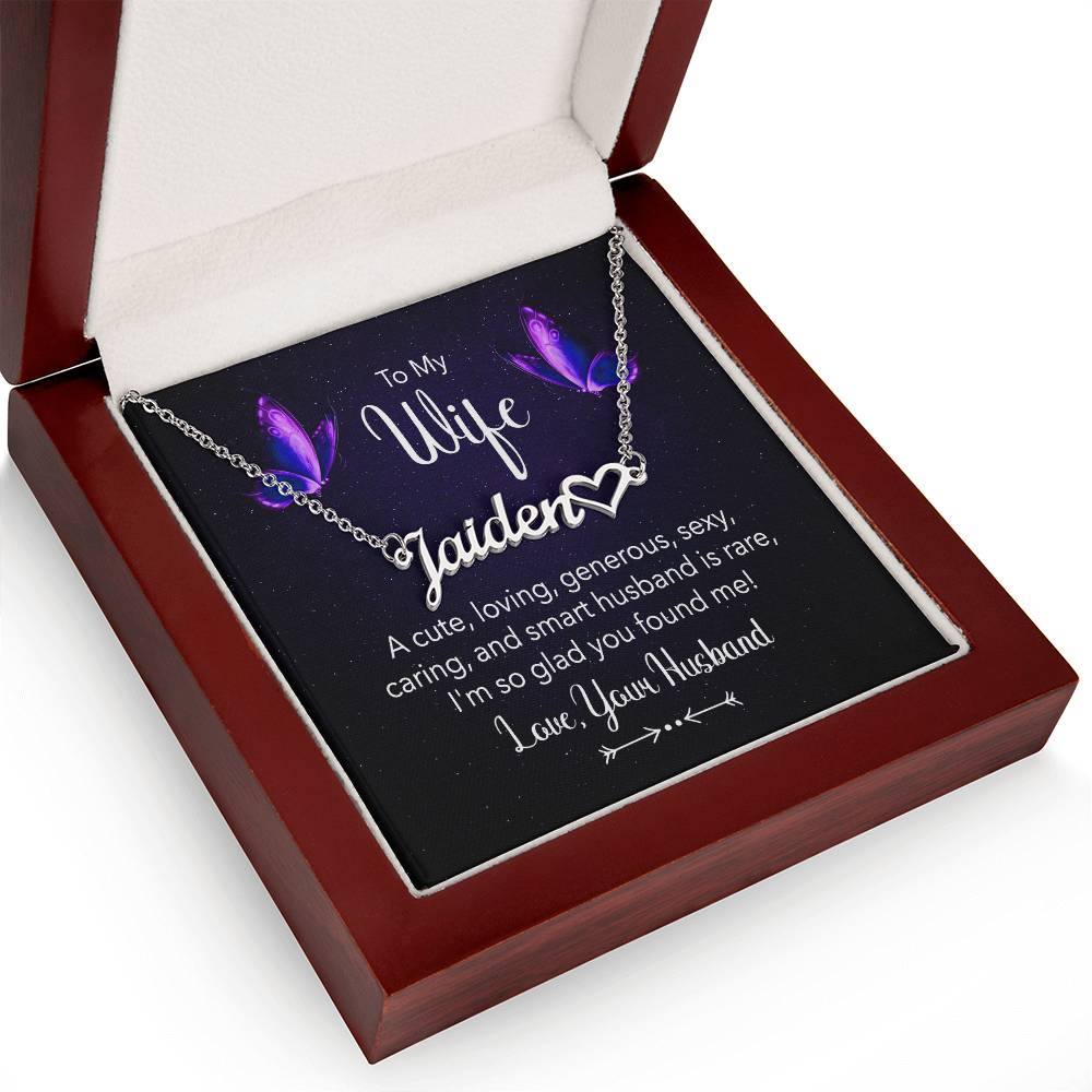 Montana Heart-Inspired Wife Necklace with Custom Name & Loving Message Card