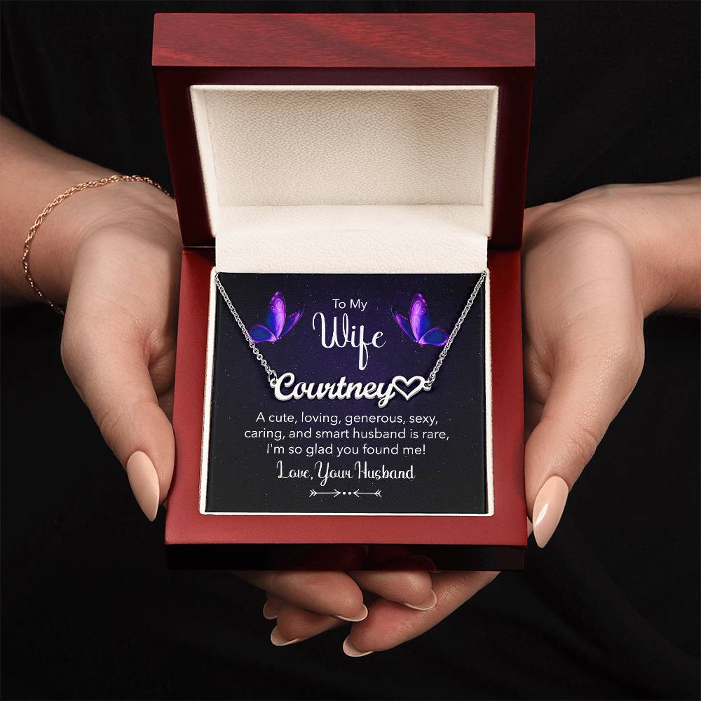 Montana Heart-Inspired Wife Necklace with Custom Name & Loving Message Card