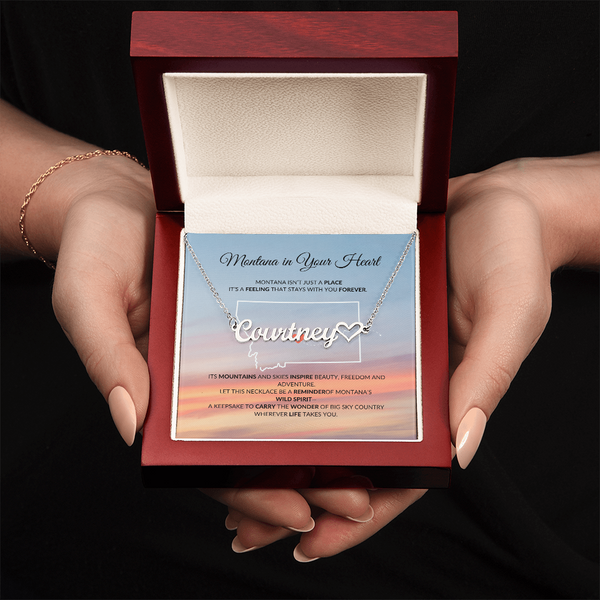 Montana heart name necklace