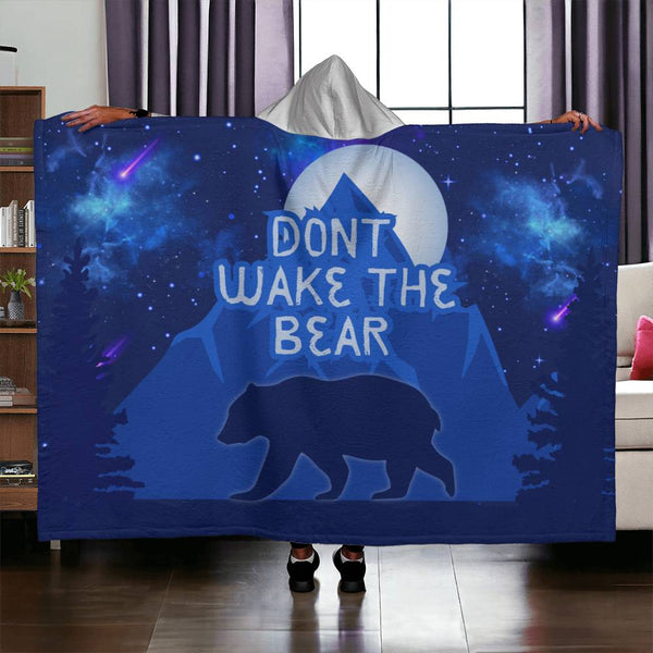 Don’t Wake the Bear Hooded Sherpa Fleece Blanket